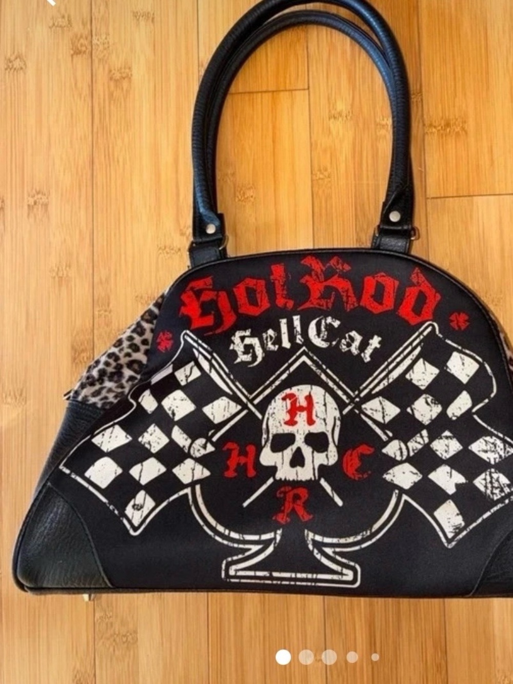 Hotrod Hellcat Skull Spade Flags Bowler Bag Rockabilly
Purse